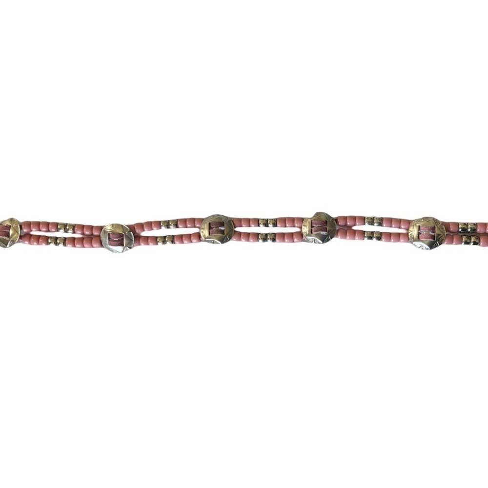 Pretty Handmade Pink and Silver Chocker 16 1/2” Long with Pink Silver and Beads - Picture 3 of 3